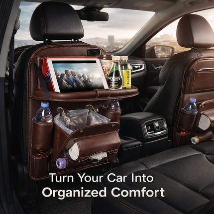 Oina™ Car Seat Organizer Pro – Foldable Tray, Tablet Holder & Storage System