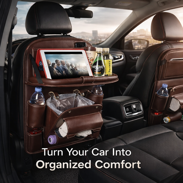 Oina™ Car Seat Organizer Pro – Foldable Tray, Tablet Holder & Storage System