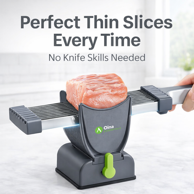 Oina™ Perfect Meat Slicer – Even Slices in Seconds (No Knife Skills Needed)