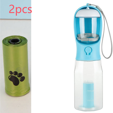 3-in-1 Dog Water Bottle – Portable Travel Bottle with Treat & Waste Bag Holder