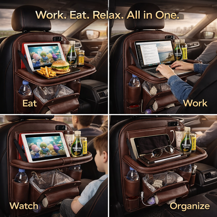 Oina™ Car Seat Organizer Pro – Foldable Tray, Tablet Holder & Storage System