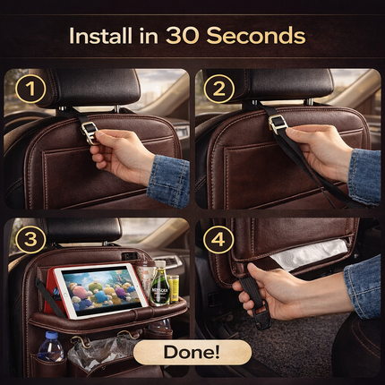 Oina™ Car Seat Organizer Pro – Foldable Tray, Tablet Holder & Storage System