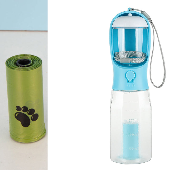3-in-1 Dog Water Bottle – Portable Travel Bottle with Treat & Waste Bag Holder