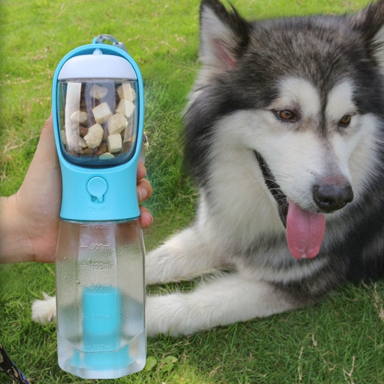 3-in-1 Dog Water Bottle – Portable Travel Bottle with Treat & Waste Bag Holder