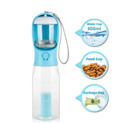 3-in-1 Dog Water Bottle – Portable Travel Bottle with Treat & Waste Bag Holder